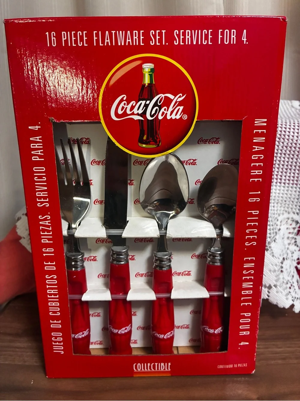 Vintage Coca Cola Red Flatware Set with Logo Handles Retro